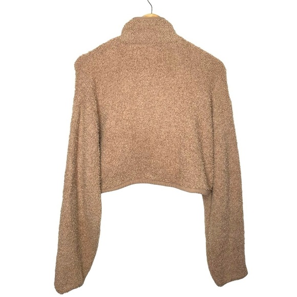 Skims Cozy Knit Teddy Cropped Pullover Camel S/M - Picture 7 of 15